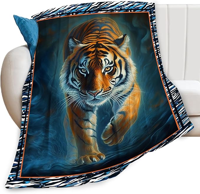 Tiger Blanket Tiger Throw Blankets for Couch Sofa Decor Soft Cozy Fleece Flannel Gifts for Men Women Adults Lover 50"x60"