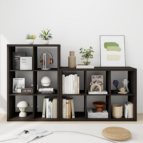 14.6 * 43.8 * 30.7 inches Engineered Wood 6 Cube Organizer, Black Cube Shelf with 6 Cube Storage, Cube Closet Organizer for Bedroom, Bathroom, Office, Dark Brown