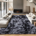 ONASAR Area Rugs 9x12 Living Room, Tie-Dyed Dark Grey Large Fluffy Bedroom Rug, Washable Soft Plush Thick Shaggy Big Floor Carpet for Kids Boy Girls Teen Dorm Nursery Indoor Home Decor Aesthetic
