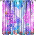 Kids Fantasy Mermaid Curtains Dream Colorful Mermaid Fish Tail Scale Fantasy Ocean Theme Window Treatment for Girls Bedroom Nursery Room Decor Window Drapes 55" W X 63" L