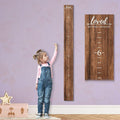 Farmhouse Style Wooden Kids Growth Chart Ruler for Boys and Girls (Rustic Brown - WHT)