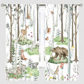 YCness Woodland Animals Curtains, Wild Animals Watercolor Forest Bear Deer Fox Rabbit Floral Nature Window Treatments for Bedroom Kitchen Nursery Living Room Drapes, 63x72 Inch