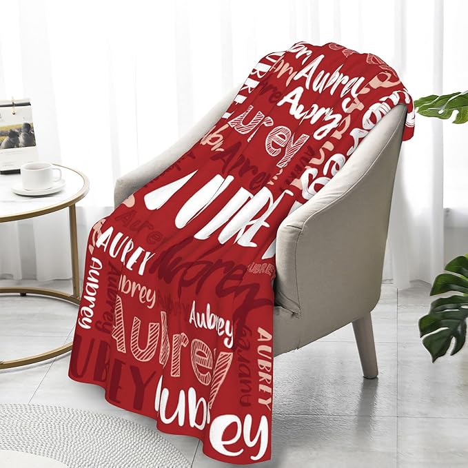 Dr.TOUGH Personalized Blankets with Name Customized Baby Blankets for Girls Boys Adults Monogrammed Blankets and Throws Christmas Birthday Mothers Fathers Valentines Day Gift (Red,30''×40'')