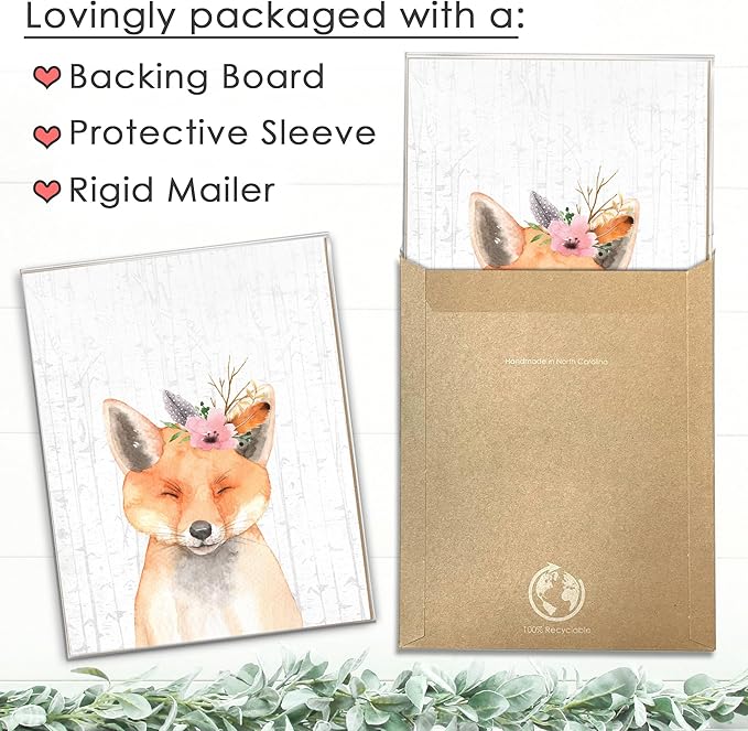 DREAM BIG PRINTABLES Woodland Animals Nursery Wall Art Prints (Set of 6) - Unframed - 11x14s - Farmhouse Boho Art - Great - Unisex for Boys and Girls - Kids Bedroom Wall Art