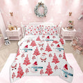 Feelyou Merry Christmas Comforter Set All Season Xmas Tree Snowman Bedding Set with 2 Pillow Cases Santa Claus Microfiber Kids Full Bedclothes Bedroom Decor Duvet Quilt Breathable Soft