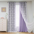 MYSKY HOME Lilac Curtains for Living Room 84 Inches Long Pom Pom White Sheer Curtains for Girls Room Nursery Curtains Double Layer for Toddler Bedroom Grommet Room Darkening Window Panels 52 x 84 in