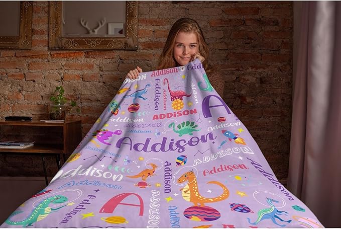 Custom Dinosaur Astronaut Blanket Gifts for Girls Boys Women - Super Soft Cozy Warm Throw Sheet for Couch Bed Sofa Office Decor All Season 40"x50" for Kids/Children