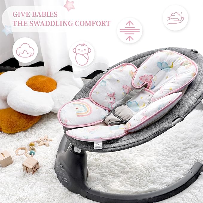 Pea Pod Summer Infant Car Seat Insert, 2 in 1 Baby Car Seat Head Body Support for Newborn Upgrade Mesh Baby Car Seat Insert Stroller Cushion for Boys Girls, Extra Soft and Breathable, Unicorn