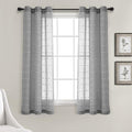 Lush Decor Farmhouse Textured Grommet Sheer Window Curtain Panel Pair, 38"W x 63"L, Dark Gray