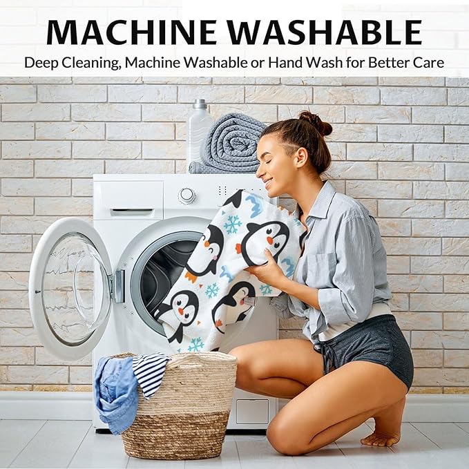 Penguin Gifts for Adult - 60" x 80" Inches Cute Penguin Throw Blanket for Girls - White Soft Furry Throws for Sofa, Bed & Living Room