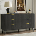 LYNSOM 55" Wide Fluted Dresser for Bedroom with 7 Drawer, Modern Chest of Drawers with Curved Profile Design and Metal Handles, Wood Dresser TV Stand & Storage Organizer for Living Room, Black