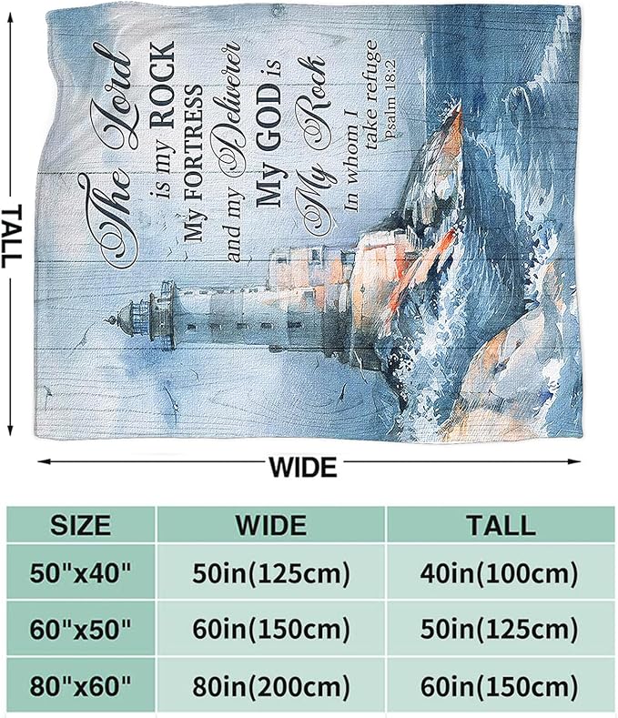 Tijuboni Ocean Nautical Lighthouse Throw Blanket Christian Religious Gifts for Women Men Girls Boys Kids Adults Soft Flannel Fleece Blanket for Couch Sofa Bed Home Decor 40"x50"