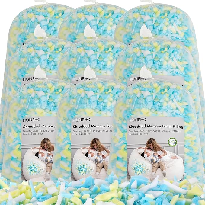 45lbs Shredded Memory Foam Bean Bag Filler, Soft and Convenient Bean Bag Filling Pillow Stuffing for Beanbag, Couch, Cushion, Stuffed Animals, Dog Bed, Arts Crafts