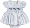 Summer Baby Girls Clothes Floral Short Sleeve Romper Dress Tutu Bodysuit Doll Collar Jumpsuit One Piece Outfit