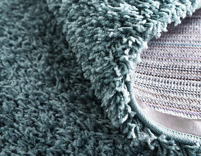 Unique Loom Solid Shag Collection Area Rug (2' 6" x 16' 5" Runner, Light Slate Blue)