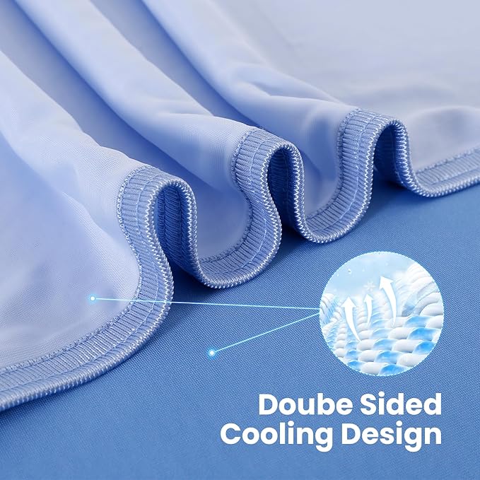 LUXEAR Cooling Blanket, Double-Sided Q-Max>0.5 Arc-Chill Summer Cold Blanket for Bed Sofa Chair Travel, Absords Heat to Keep Body Cool for Hot Sleeper & Night Sweats Adult Kids - Gradient Blue