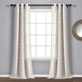 Lush Decor Farmhouse Textured Grommet Sheer Window Curtain Panel Pair, 38"W x 108"L, Beige