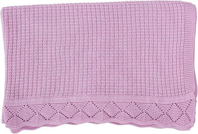 Baby Knit Blanket, 100% Cotton Waffle Patterns, Soft, Cozy, Lightweight Swaddle for Newborn & Infant Swaddling Beige Neutral, Perfect Baby Shower Ideas Lilac 30x40