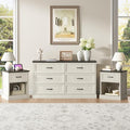 CARPETNAL Farmhouse Dresser and Nightstand Sets for Bedroom, 3 Pcs Bedroom Set, 6 Drawer Dresser & Nightstand Set of 2, Modern Wood Chest of Drawers for Bedroom, Living Room, Entryway, White
