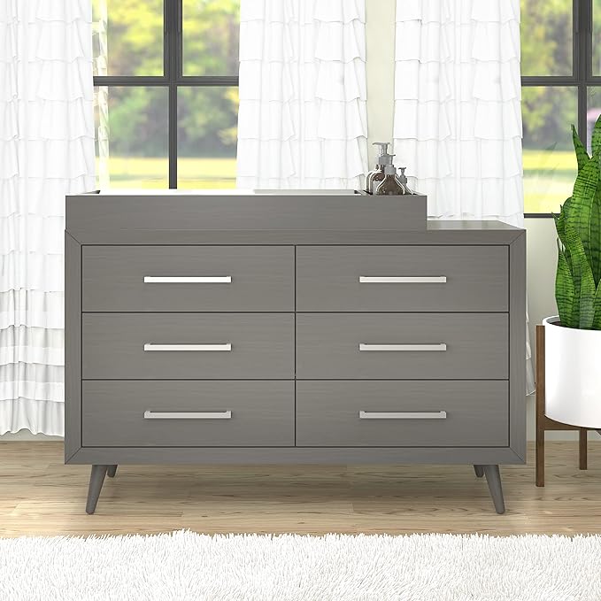 Child Craft Universal Changing Table Topper, Convert Dresser into a Changing Table Surface, Securely Attaches, Non-Toxic, Baby Safe Finish (Lunar Gray)