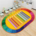 Colorful Kids Oval Rug, 5x7ft, Early Learning Education Play Mat for Learning Numbers, Soft Non-Slip Pens Design Rugs for Boys Girls Room Playroom Classroom Nursery Room