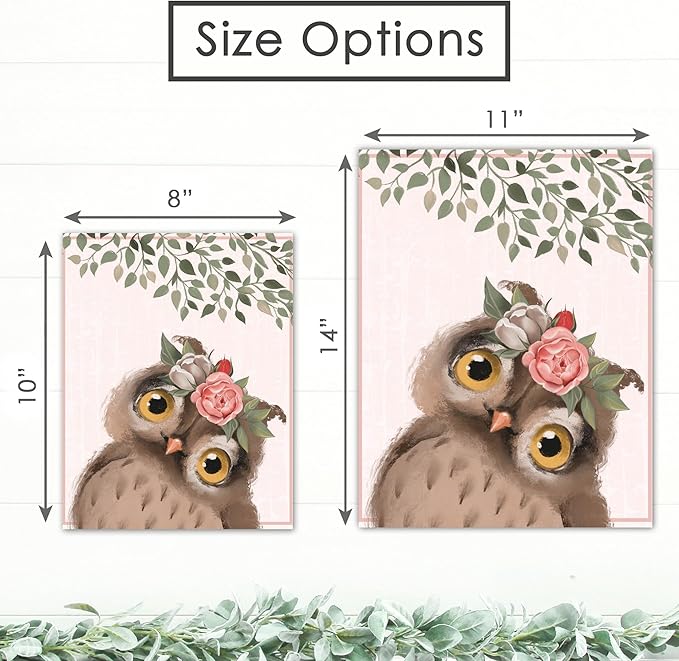 DREAM BIG PRINTABLES Woodland Animals Nursery Wall Art Prints (Set of 6) - Unframed - 11x14s | Set Includes Bear, Fox, Owl, Deer, Bunny Rabbit, and Raccoon wearing Floral Crowns