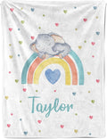 Ship Next Day, Personalized Baby Blanket for Girls Boys, Custom Baby Girl Boy Gifts Elephant Blanket with Name, Newborn Receiving Swaddle Blankets, Customized Babies Shower Christmas Birthday Gifts