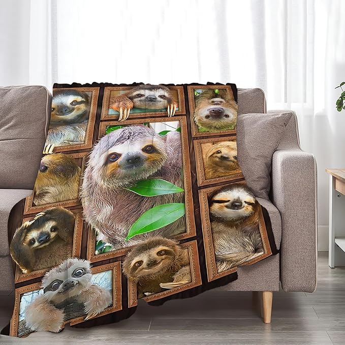 Tijuboni Sloth Throw Blanket Sloth Gifts for Girls Boys Women Men Kids Adults Soft Flannel Fleece Blanket for Couch Sofa Bed Home Decor 40"x50"