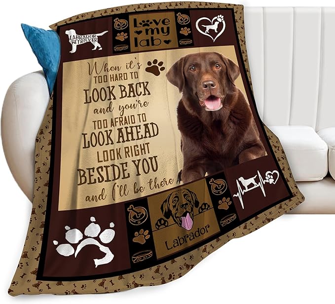 Labrador Retriever Blanket for Girls Boys Chocolate Lab Throw Blankets Soft Cozy Warm Fuzzy Fleece Bedding Flannel Dog Throws Stuffed Animal Gifts for Lovers Kids Men Women Bedroom Decor 50"x40"