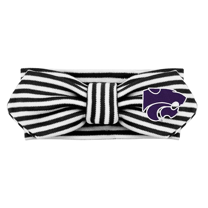 Creative Knitwear Kansas State Wildcats Infant Girls Black/White Striped Hair Knot Headband Embroidered Logo - Size Newborn - 4T