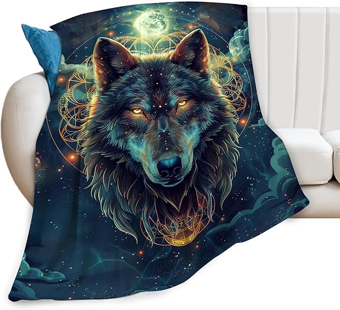 Wolf Blanket Fantasy Wolf Throw Blanket Wolf Gifts and Decor Wolf Blanket for Girls Boys Women Men Kids Adults Soft Warm Cozy Fleece Blanket for Couch Sofa Bed 50"x40"