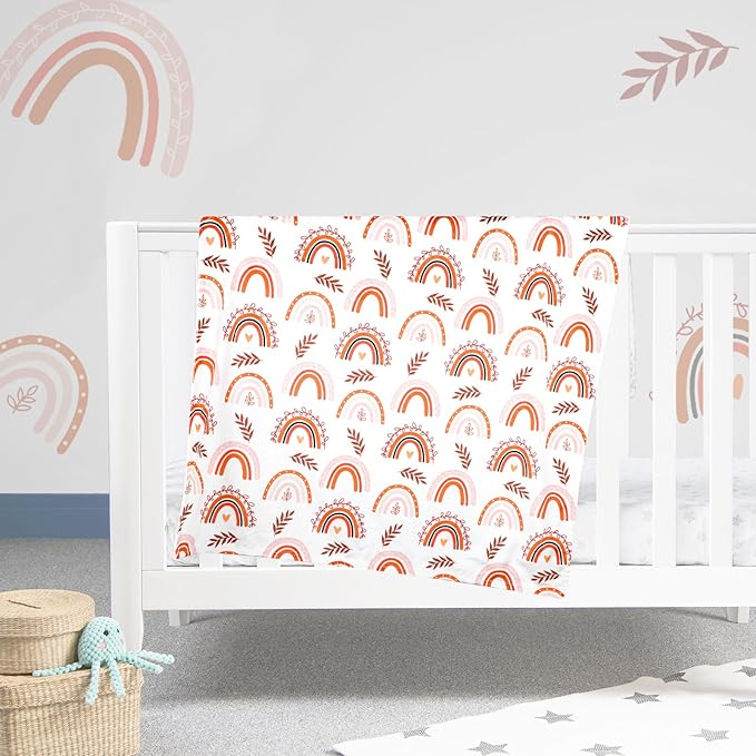 Pea Pod 30'' x 40''Baby Blankets, Rainbow Toddler Newborn Blanket for Boys Girls, Super Soft Minky and Dotted Backing, Double Layer, Crib Receiving Blanket for Nursery/Stroller/Toddler Bed/Carseat