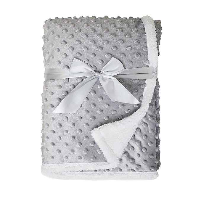 American Baby Company Heavenly Soft Chenille Sherpa Toddler Blanket, Warm and Cozy, Gray, 36" x 48" for Boys and Girls, Versatile for Nap Time, Preschool and Travel