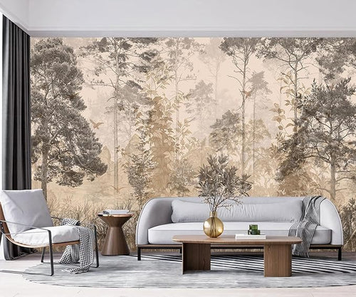-Vintage Forest Natural Wall Bedroom Mural XT18 L 180" x 115"