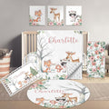 Personalized Baby Bedding Set - 5 Pcs Custom Name Bedding Crib Set for Girls Boys, Soft Toddler Crib Set for Infant Customized Gifts, Pink Forest Animals
