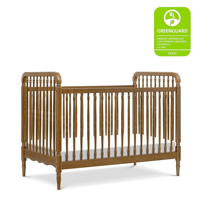 Namesake Liberty 3-in-1 Convertible Spindle Crib with Toddler Bed Conversion Kit in Natural Walnut, Greenguard Gold and FSC® Certified