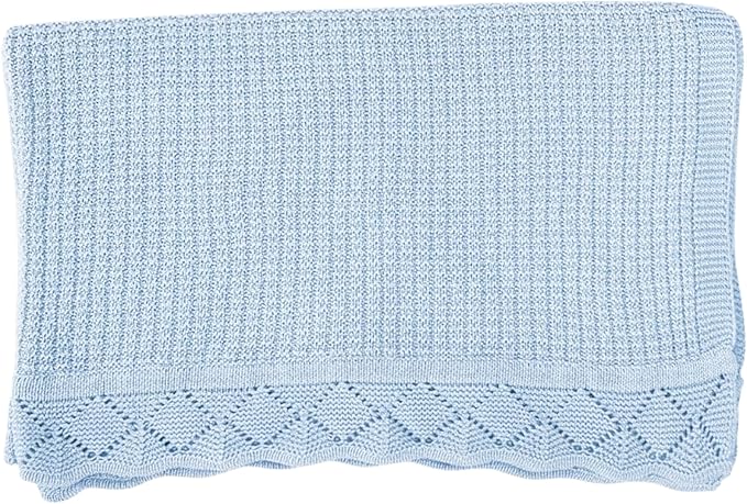 Baby Knit Blanket, 100% Cotton Waffle Patterns, Soft, Cozy, Lightweight Swaddle for Newborn & Infant Swaddling Beige Neutral, Perfect Baby Shower Ideas Baby Blue 30x30