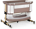 Baby Bassinet Bedside Sleeper, 3-in-1 Bedside Bassinet, 5 Height Adjustable Rocking Baby Crib, Breathable Full Mesh, Mosquito Net, Storage Basket, Stable and Secure Bassinets for Newborn Infant