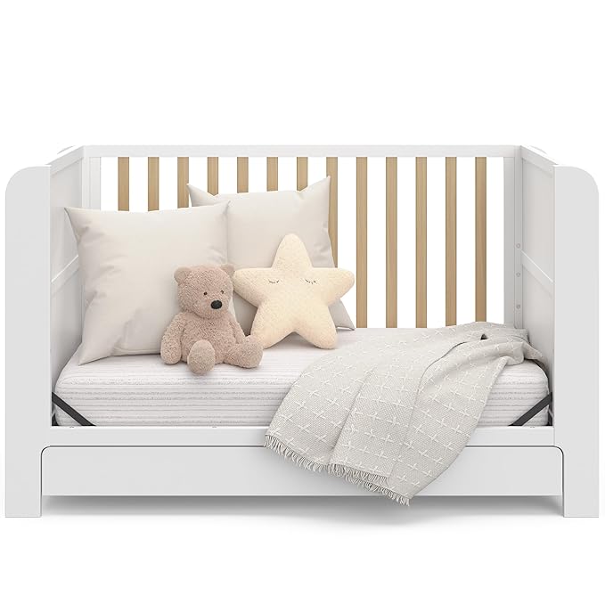 Graco Read-with-Me 4-in-1 Convertible Crib with Drawer (White with Driftwood) - GREENGUARD Gold Certified Converts to Toddler Bed, Daybed, and Functional Bookshelves