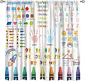 Kids Educational Alphabet Curtain,Boho Watercolor Alphabet Pastel Numbers Shapes Colors for Girls Child Nursery Home Kids Printed Rod Pocket Blackout Window Drapes for Bedroom Living Room 42"W X 45"L