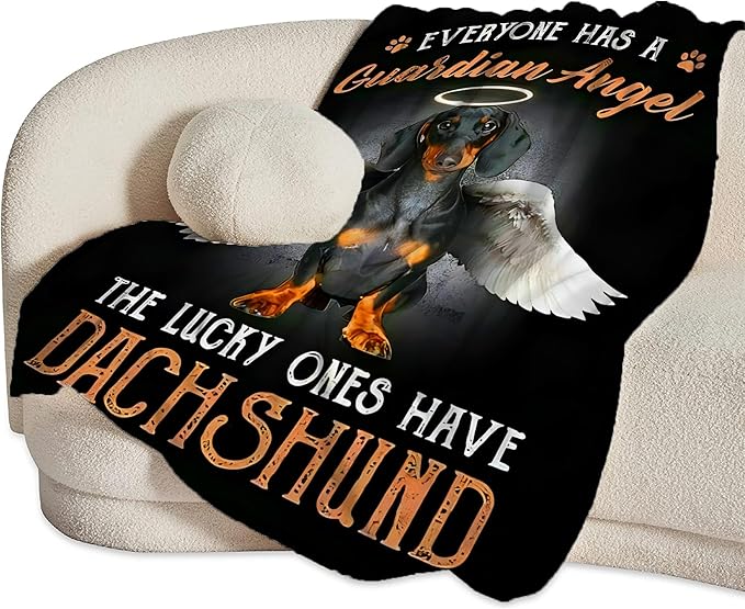 Dachshund Gifts and Decor - Cute Dog Throw Blanket for Girls, Women, Kids, Adults - Soft, Warm, Cozy Fleece Blanket for Couch, Sofa, Bed - 60"x50"