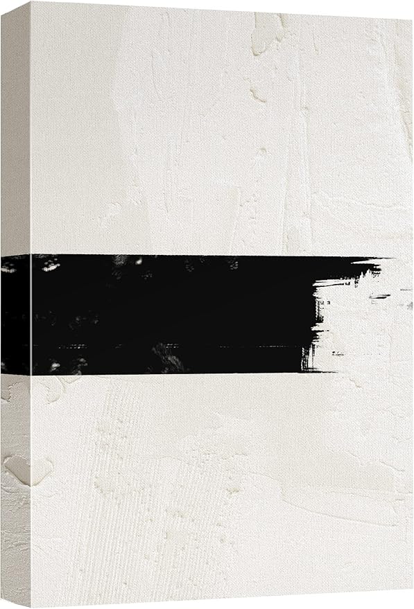 SIGNWIN Canvas Print Wall Art Geometric Black Stripe Tan Color Field Abstract Shapes Illustrations Minimalism Contemporary Nordic Relax/Calm Zen Decorative for Living Room, Bedroom, Office - 16"x24"
