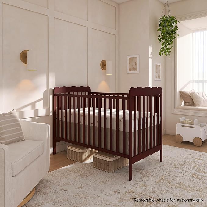 Dream On Me Carson Classic 3-in-1 Convertible Full-Size Baby Crib in Espresso, GreenGuard Gold & JPMA, 4 Mattress Heights, Converts to Day & Toddler Bed, Locking Wheels, Classic Nursery Design