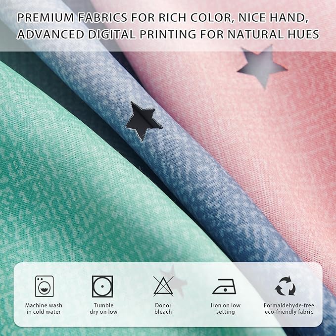 XiDi Purple Grey Green 90 Inches Blackout Curtains for Girls Bedroom 2 Panels Set, Rainbow Curtains for Kids Room Decor, Unicorn Wall Decals Grommet Drapes for Little Girl Nursery Room 34 Inches Wide