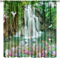 Scenery Waterfall Blackout Curtains, China Country Landscapes Nature Pattern Window Drapes, for Bedroom Living Room 55" W X 63" L