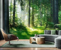AFZEVEB-Green Forest Wallpaper Natural Landscape Wall murals for Bedroom 114"x74"(Not Peel and Stick)
