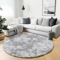 ONASAR Tie-Dyed Light Grey Round Area Rugs 6ft, Ultra Soft Bedroom Circle Rug for Kids Girls Boys Teen Room, Fluffy Plush Shaggy Carpet Floor Mats for Dorm Nursery Living Room Playroom Home Decor