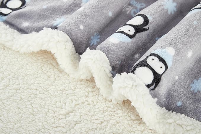 Flannel Baby Blanket Reversible Super Soft Blankets for Boys Girls Infant Newborn Sherpa Receiving Blankets for Crib Stroller Grey 30" x 40"