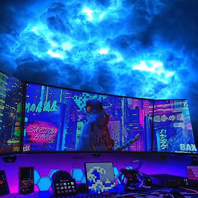 2025 New ， 3D Thundercloud LED Light Cotton Lightning Cloud Colorful Atmosphere Night Light, DIY Creative Cloud Lights Gaming Room Garage Club Bar dj Party Light, Restaurant，32 Feet