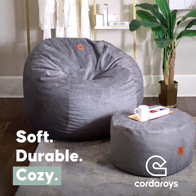 CordaRoy's Chenille Bean Bag-Convertible Bean Bag Chair-Machine-Washable Chenille Fabric Cover-for Basement,Living Room,Game Room,Dorm & More - Full Size - Tan | Made in The USA